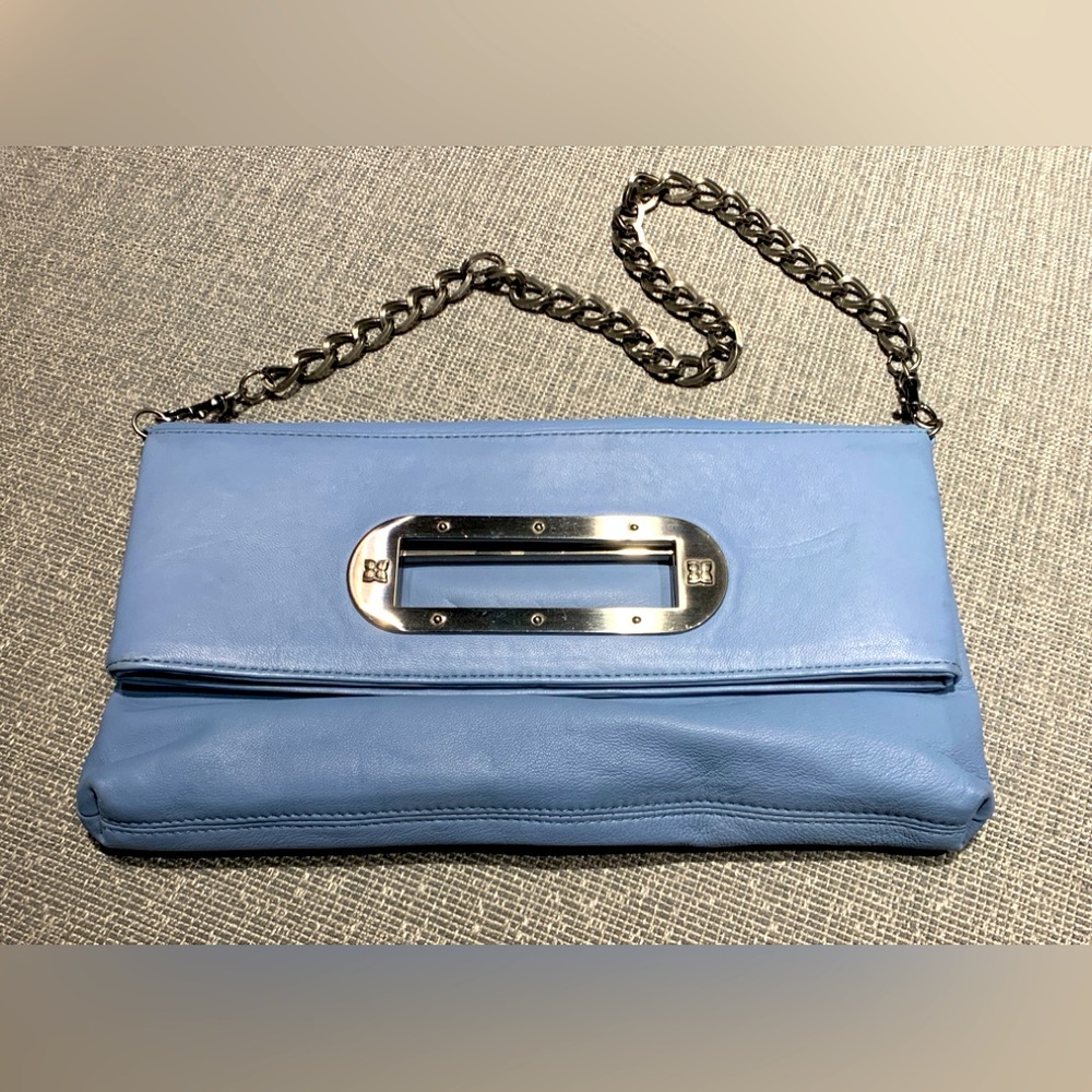 BCBG MAXAZRIA Elegant Blue Leather Clutch